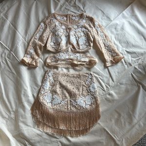 For Love & Lemons Lace and Fringe Set